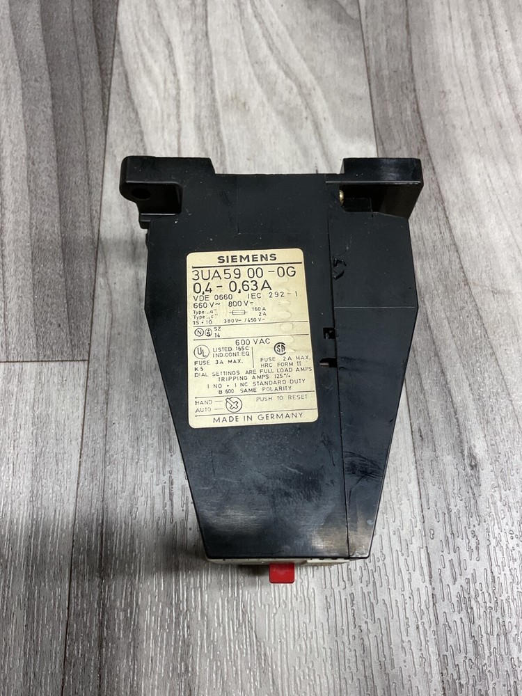 Siemens Solid State Overload 3UA59 00-0G, Range 0.4-0.63A, #4014PT176