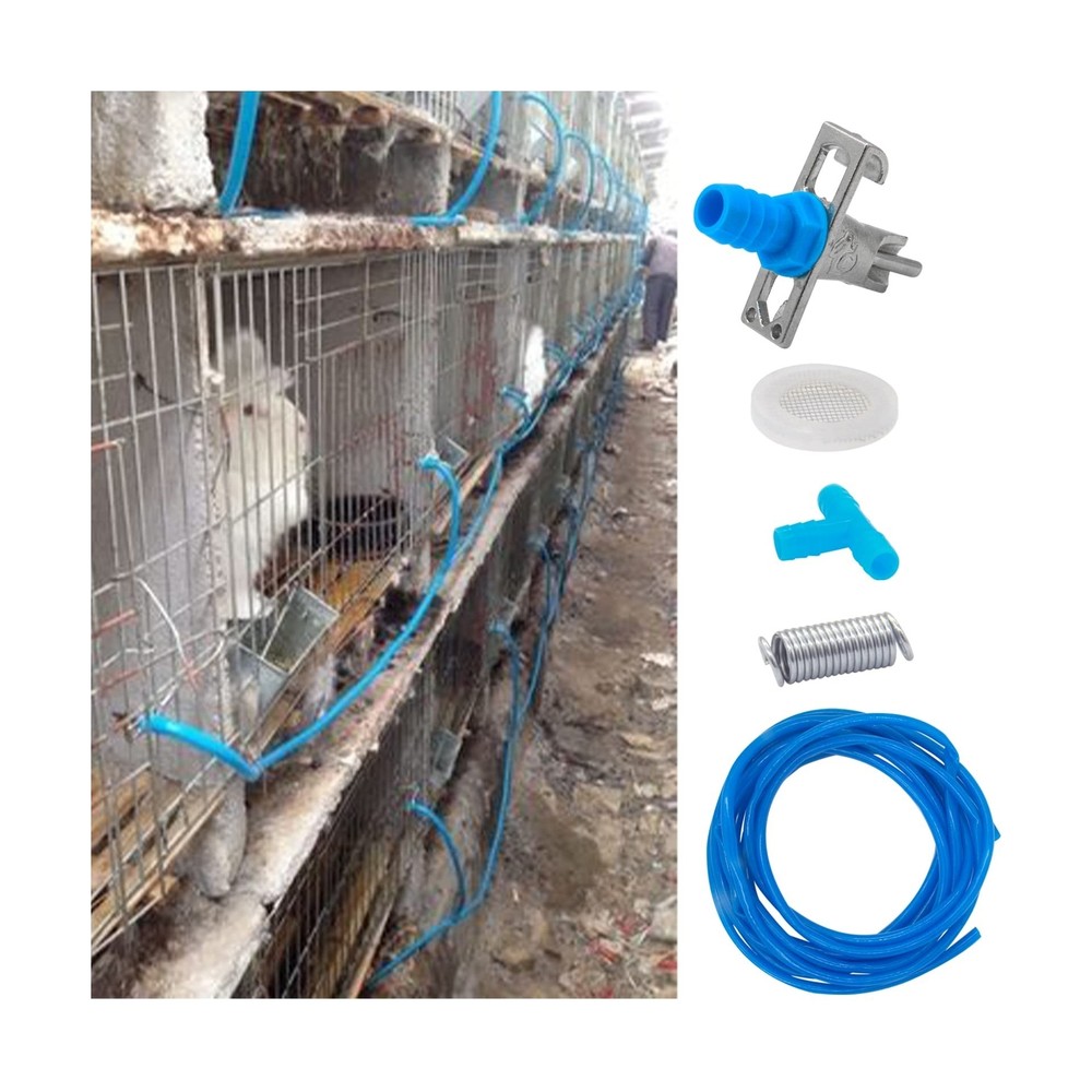 Automatic Rabbit Watering Kit Include 6 Nipple Drinker Feeders, ID ... Fast Ship