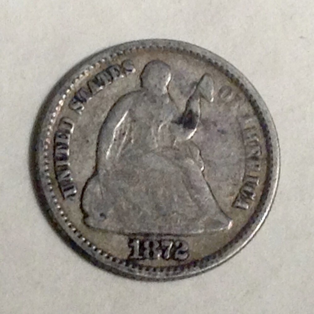 1872  Seated  Liberty Half Dime cd -