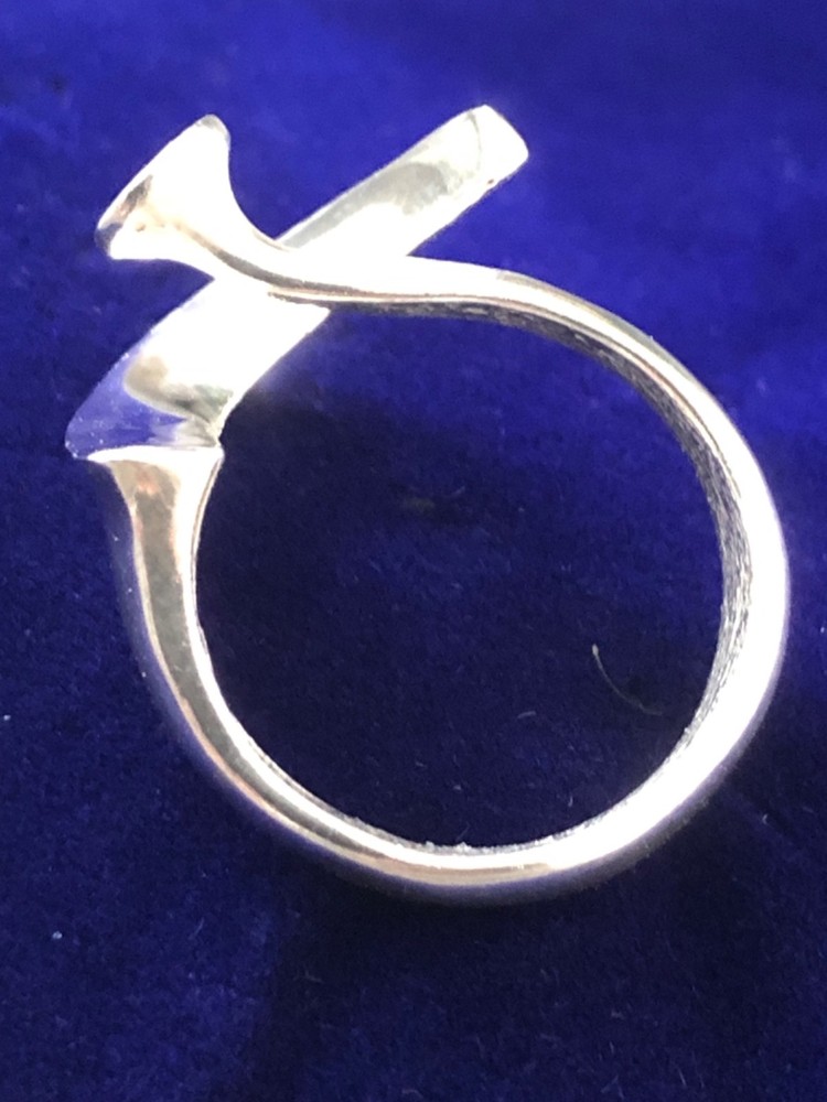 Italian Designer Hallmarked AR Silver Ring with Blue Enamel.