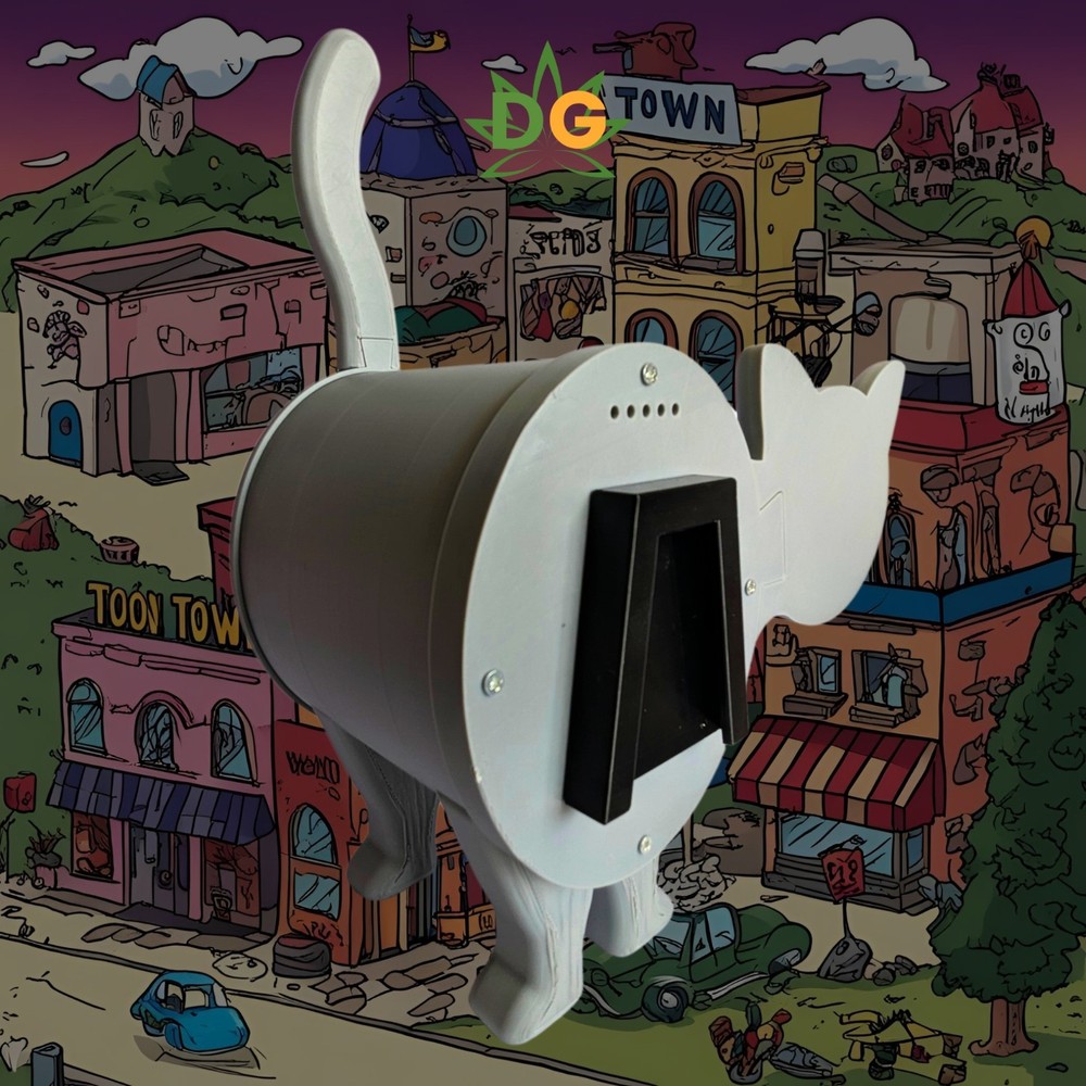 Surprised Cat Bird House with post mount | Weather Resistant Material!