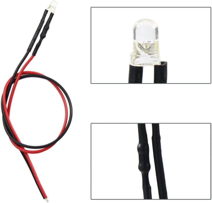 20pcs Warm White 3mm Pre-Wired LED Lights for Model Trains & Projects