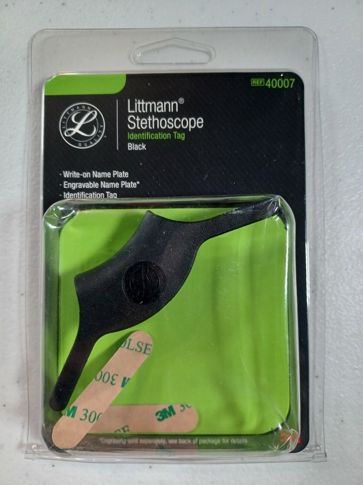 3M Littmann Stethoscope Identification Tag Black Engravable/Write-on Name Plate