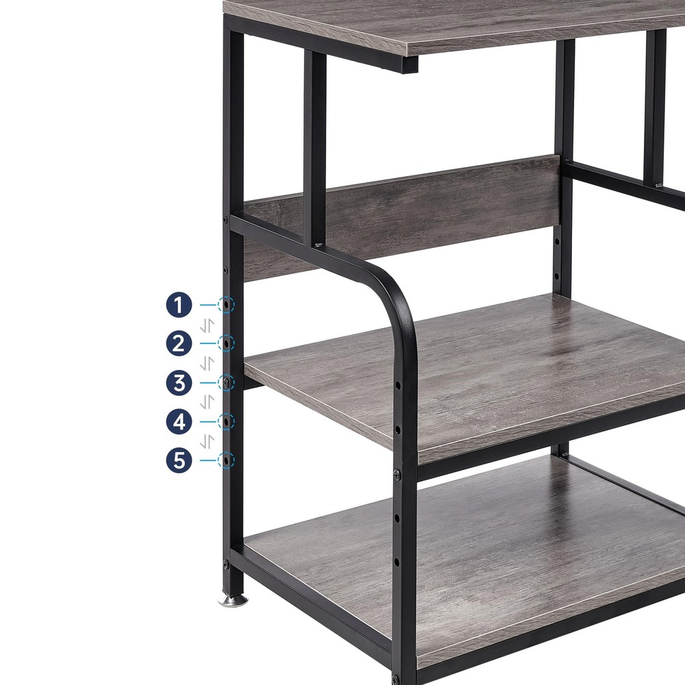 Printer Stand with Height Adjustable Storage Shelf, 3 Tier Mobile Printer Tab