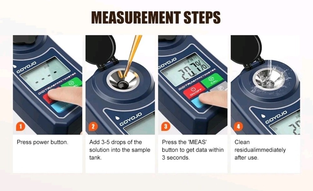 Digital Refractometer Brix Meter 0‑55% For Fruit Juice Sprite Sugar Tester Meter