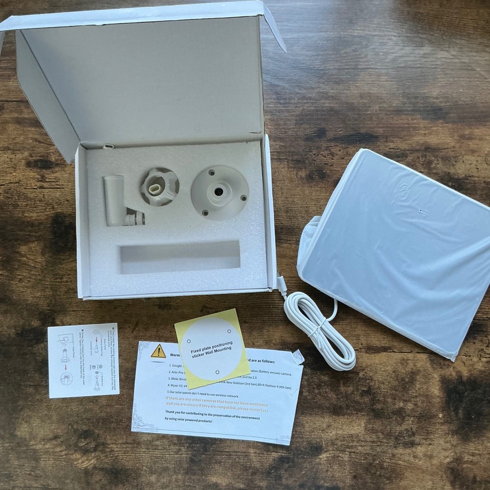 Solar Panel Kit for Security Camera Waterproof USB-C 360 Rotatable White