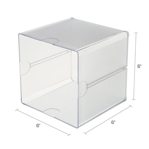 Deflecto Stackable Cube Organizer, 1 Compartment, 6 x 6 x 6, Plastic, Clear