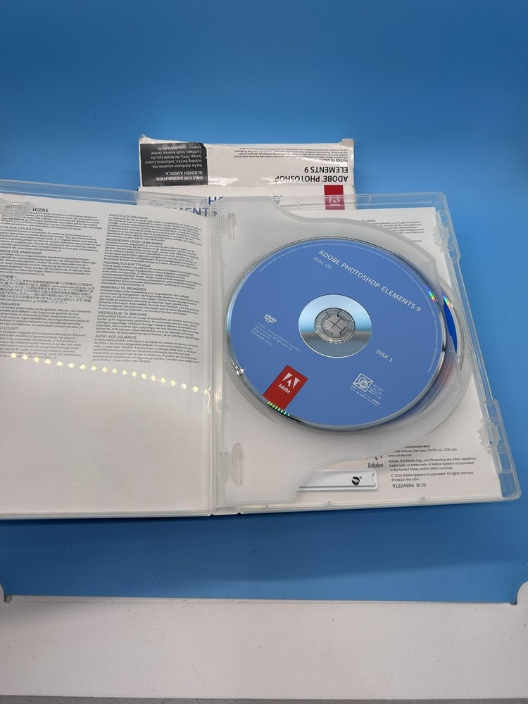 Adobe Photoshop Elements 9 Photo-Editing Software Windows Mac OS Disc Box Manual