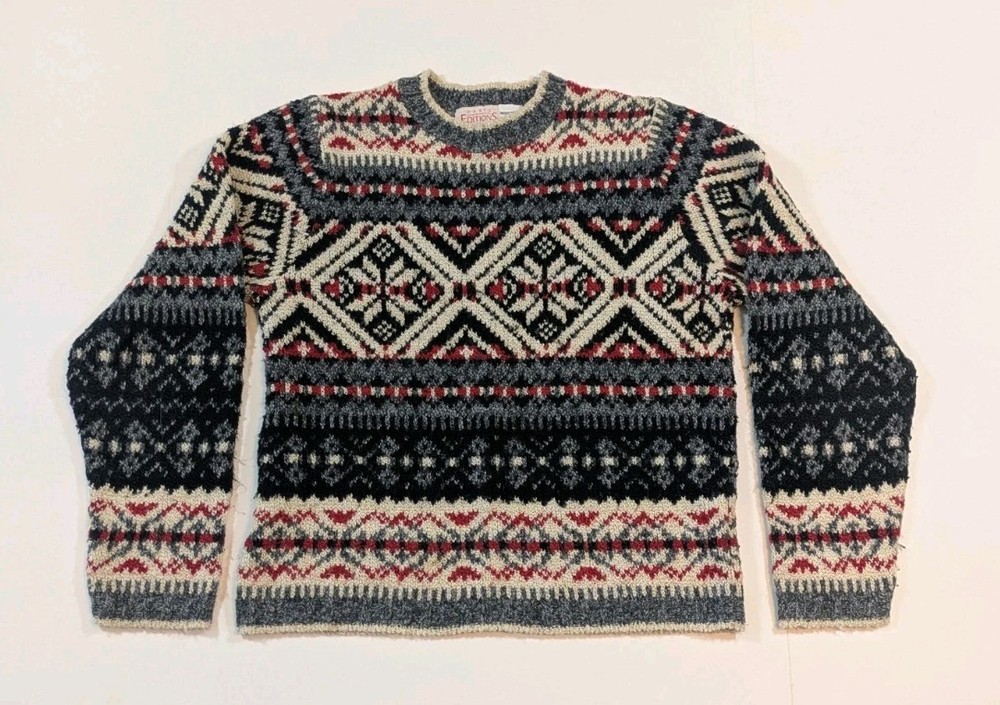 Vintage Basic Editions Sz Medium Womens Holiday Snowflake Sweater 90s Multicolor