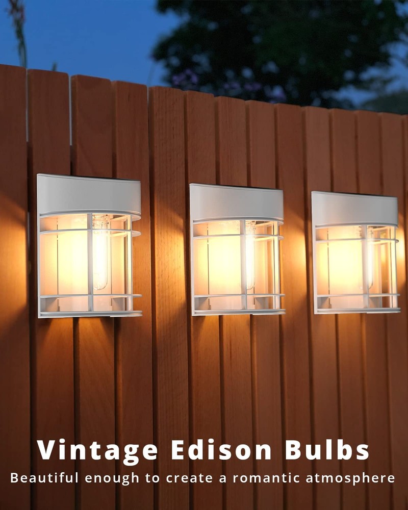 DOESLAG Solar Fence Lights, 8 Pack Deck Light Powered, 8 Pack, White