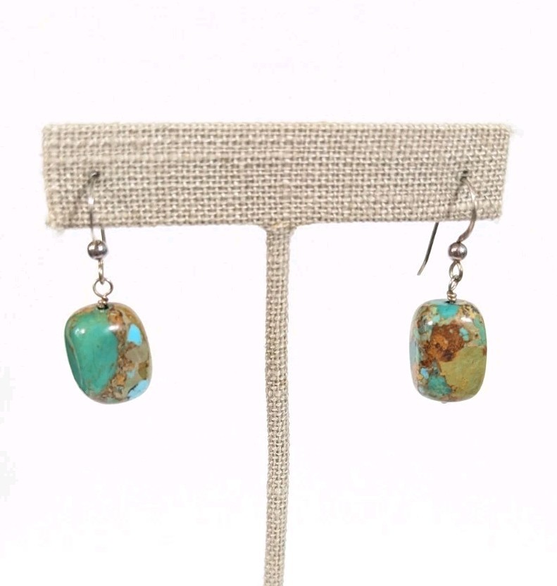 Southwestern Rectangular Composite Gemstone Green Turquoise Dangle earrings