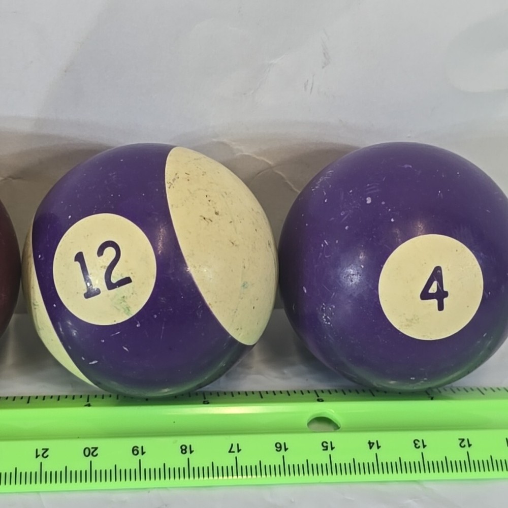 8 Vintage Replacement Pool Billard Balls 2 1/4" Diameter Vertical Stripes
