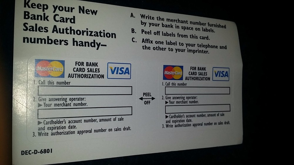Bank Card Sales Authorization Numbers
