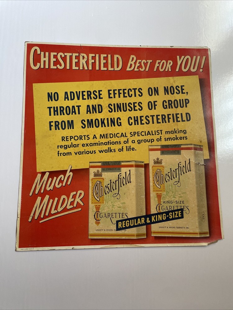 Chesterfield Advertisement No Adverse Effects Best For You! Sign