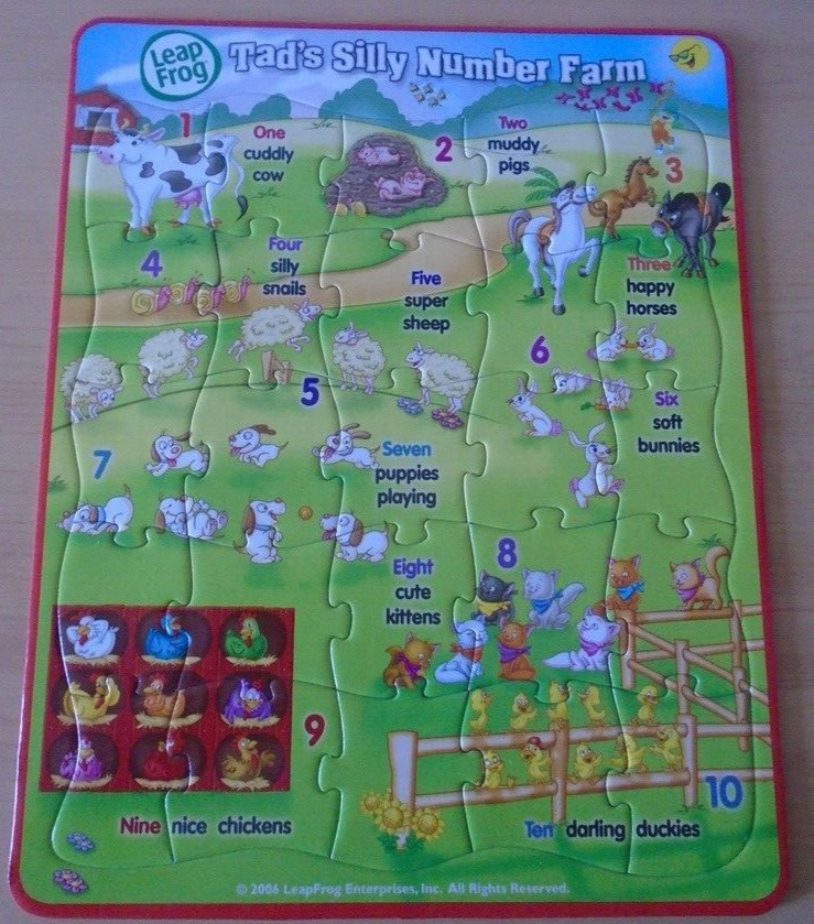 2006 LeapFrog SIX Tray Puzzles Learning Alphabet ABCs/Math
