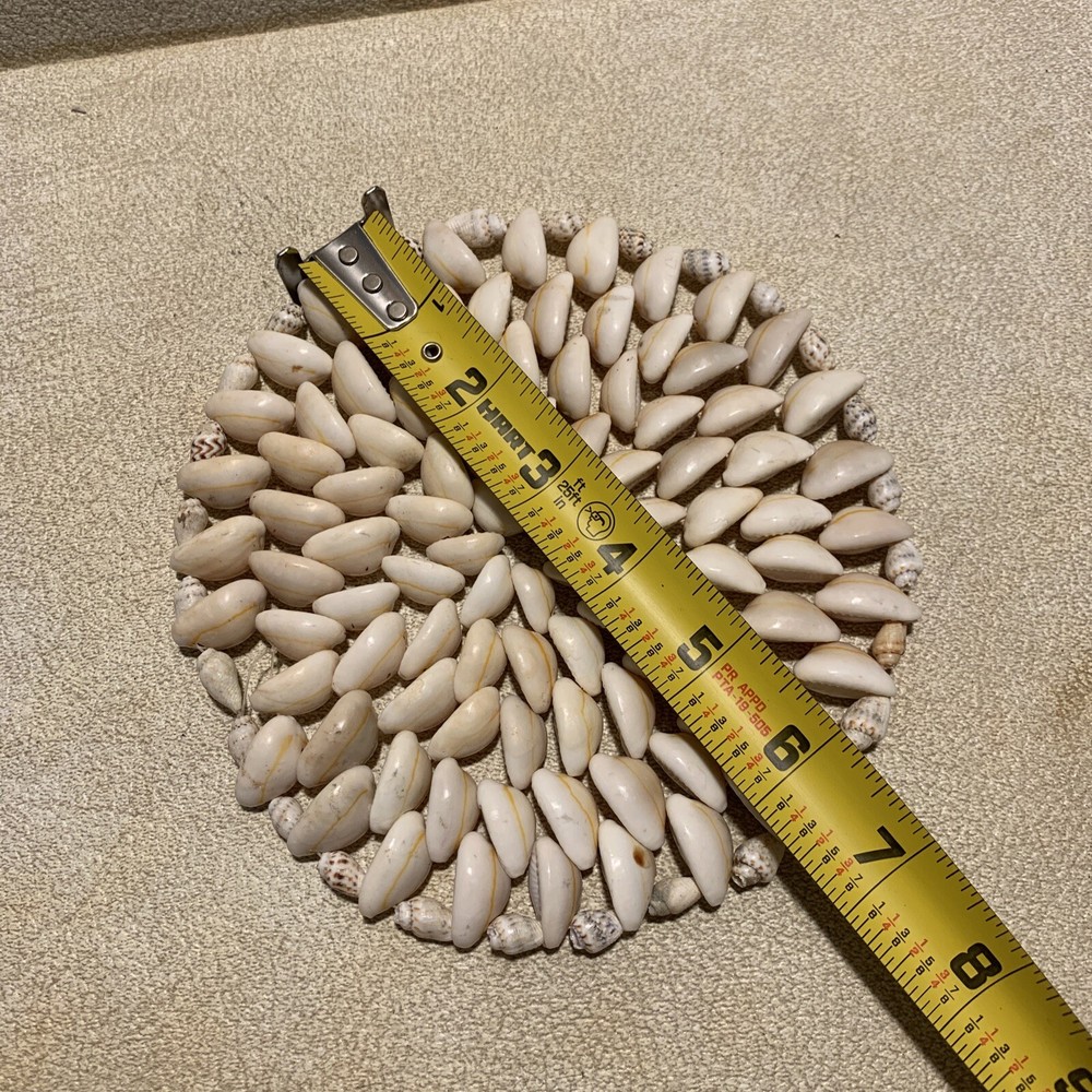 Vintage Cowrie & Puka Shell Trivet - 6”