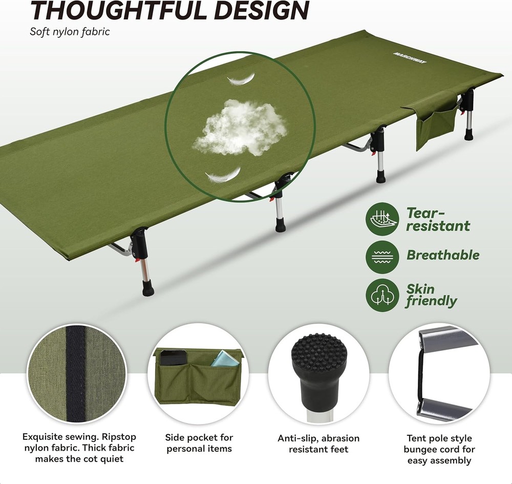 Portable Folding Tent Camping Cot Bed W/ Lever Lock Easy Setup Lightweight