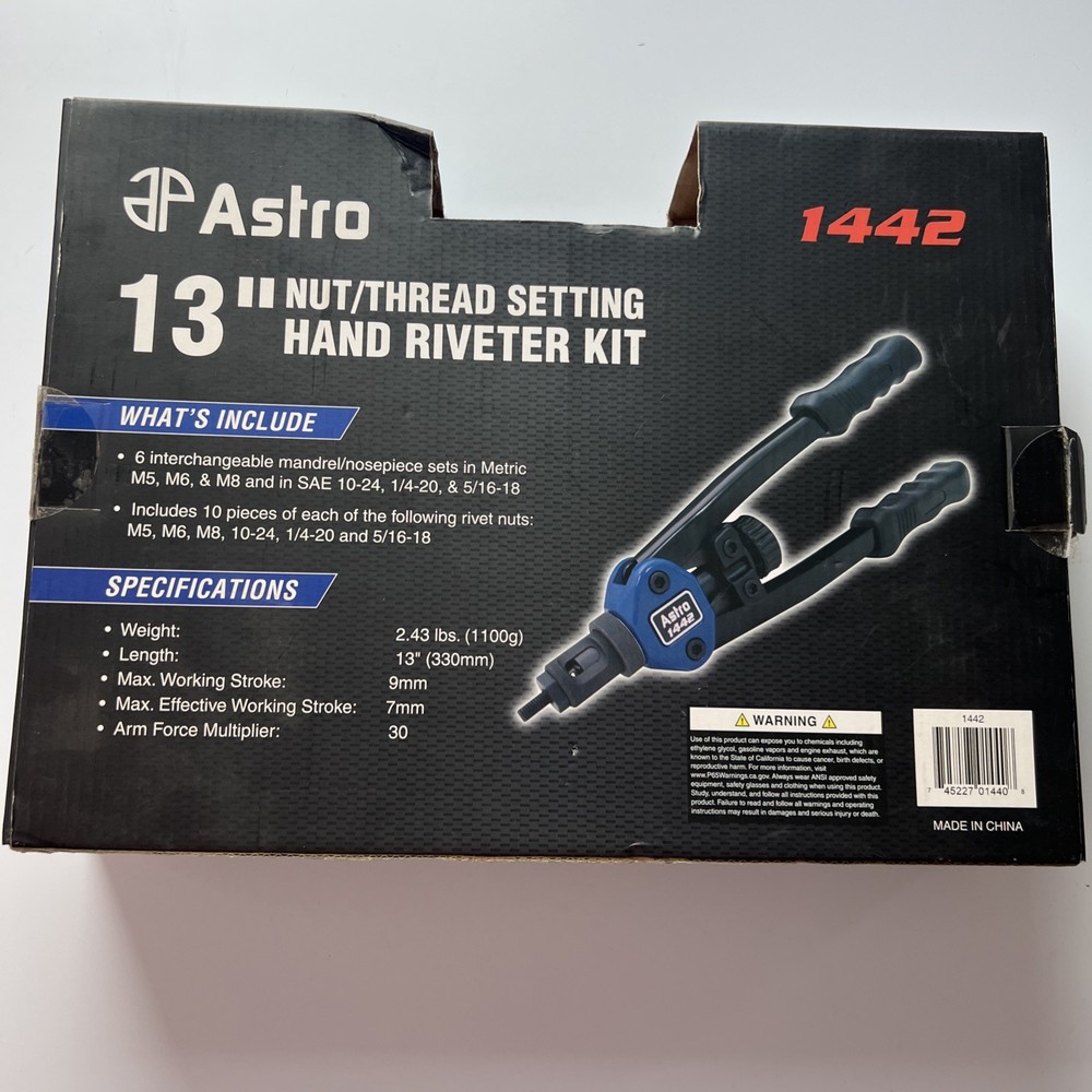 Astro Pneumatic Tool 1442 Nut/Thread Setting Hand Riveter Kit 13-Inch