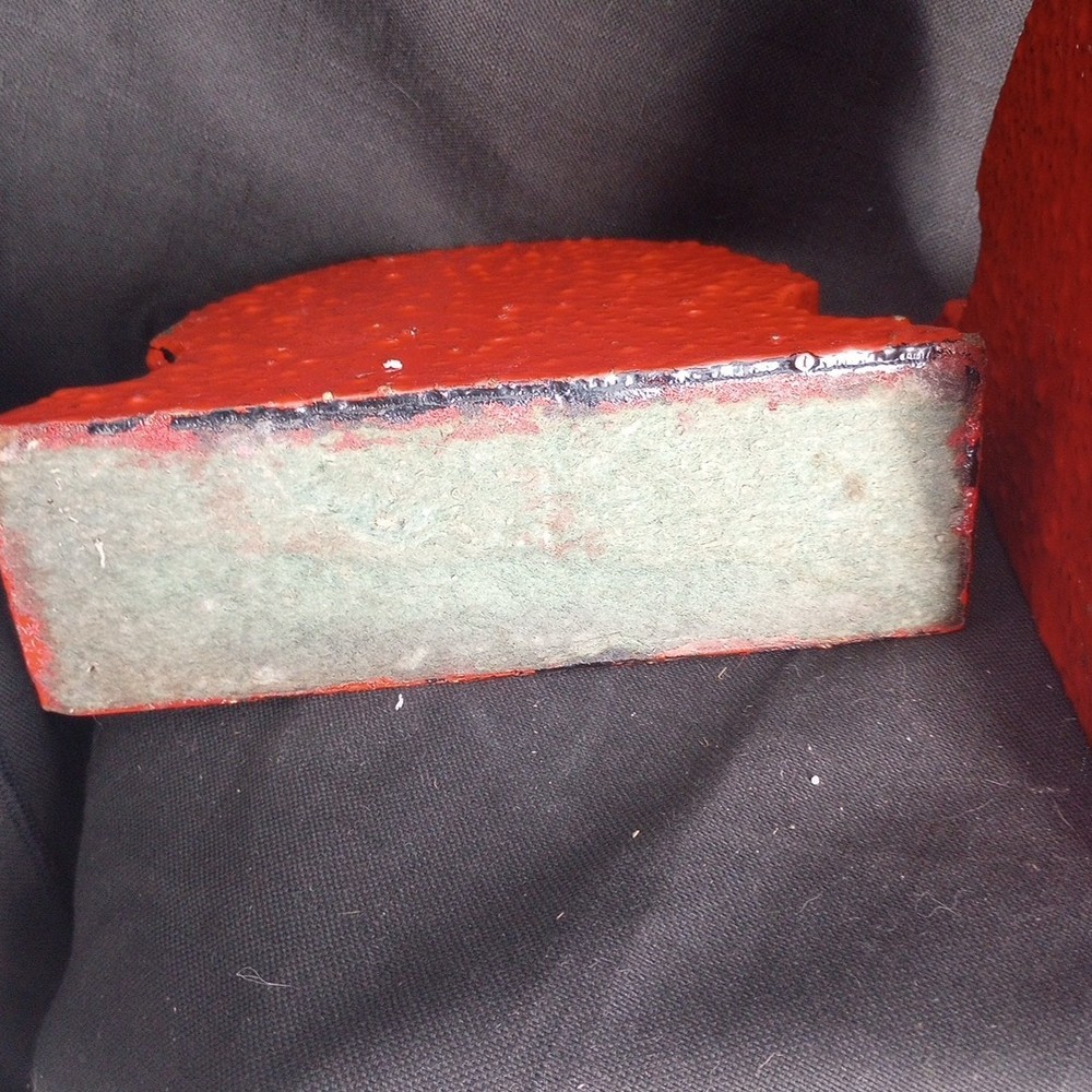 Vintage Orange Red Painted Bumpy Composite Ship Bookends Rustic As Is 5.75" Tall