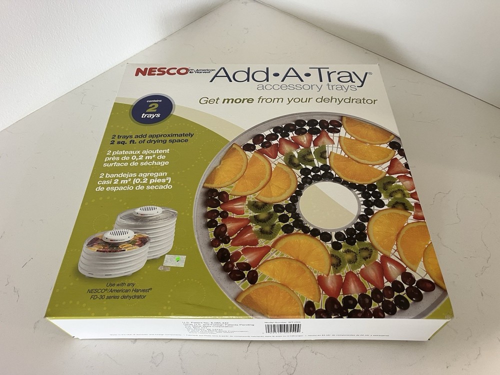 NESCO Add-A-Tray Accessory Trays, 2 Pack, White Plastic, For FD-30 Dehydrator