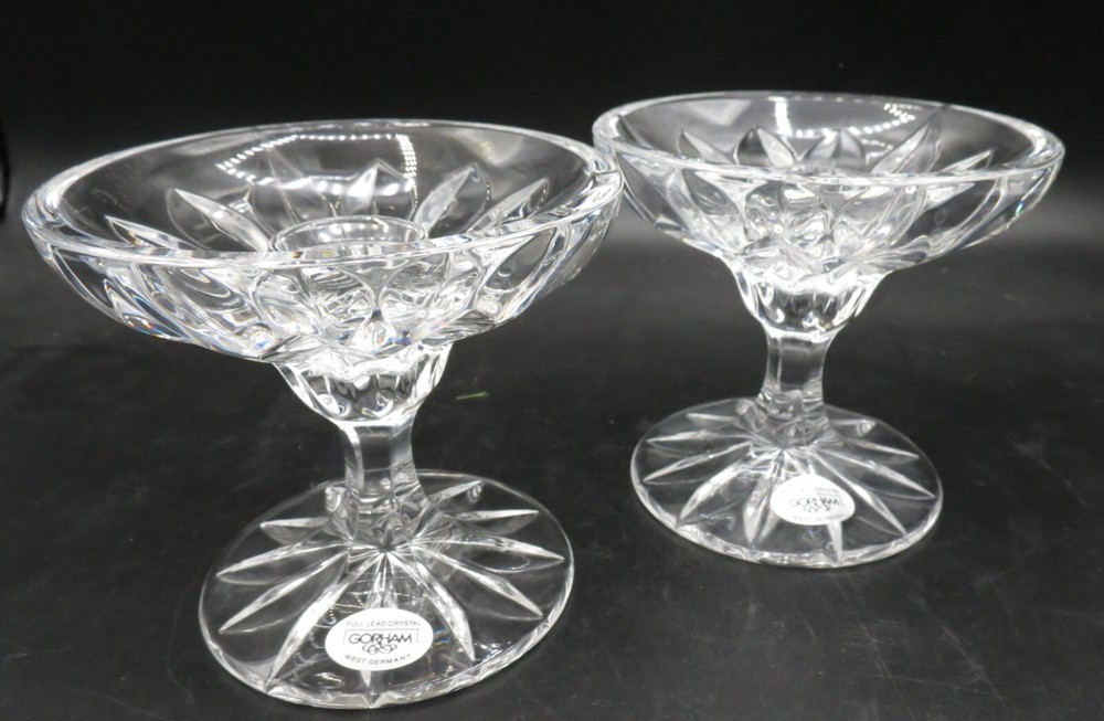 2 Gorham 3 3/4" Crystal Candleholders NWOB!