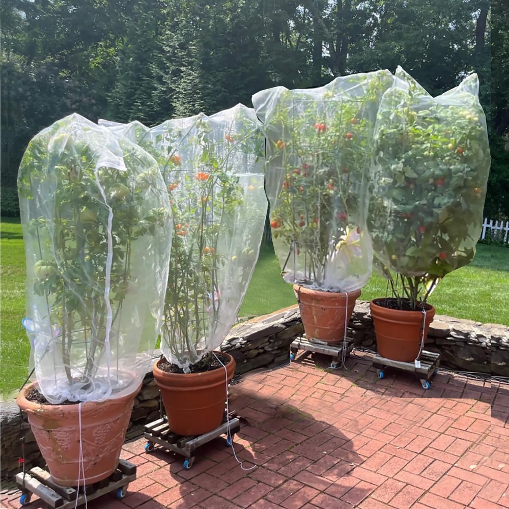 Drawstring Blueberry Netting for Bushes-(4 Pack 4.92×3.94Ft, 4