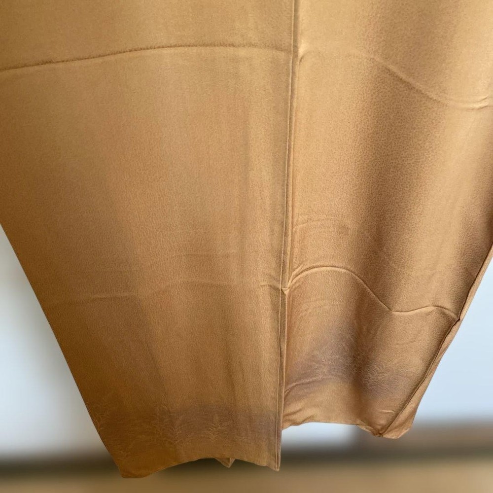 Brown Silk Komon Kimono with Sleeve Pattern, Relaxed Fit,