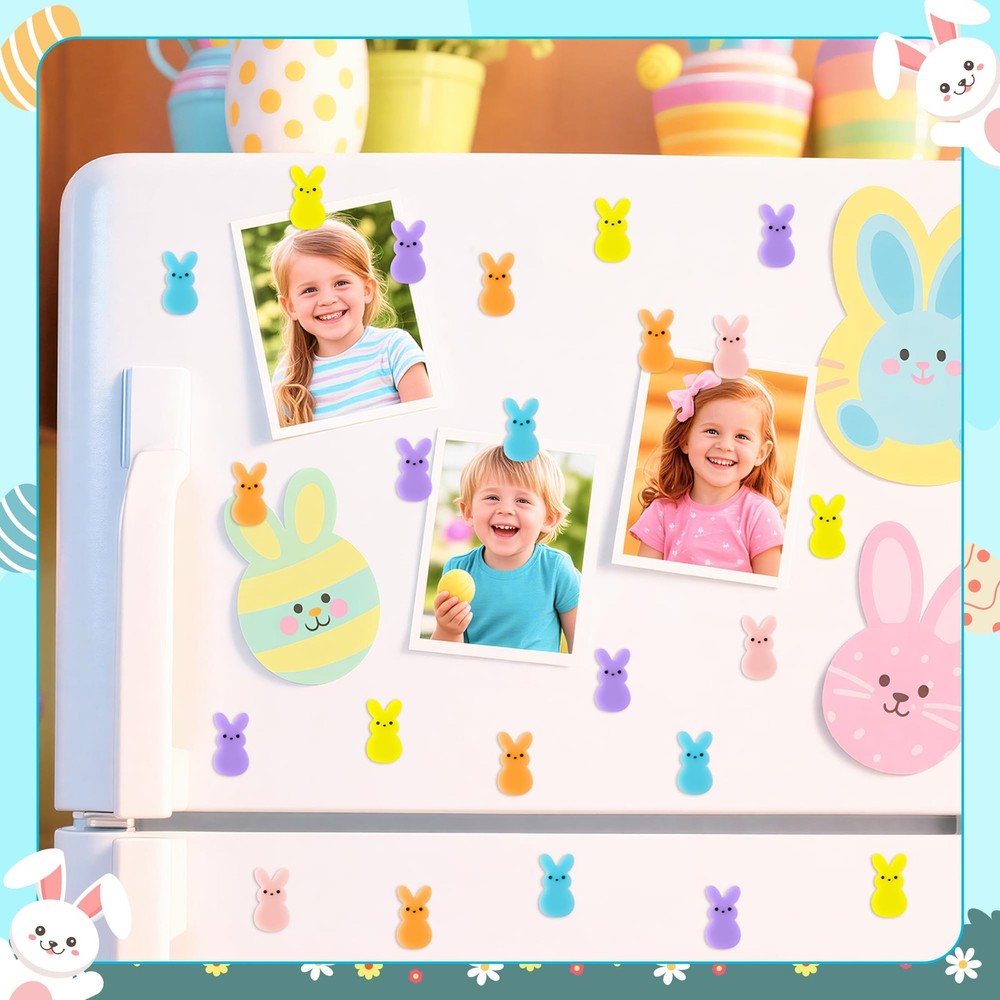30 Pcs Easter Fridge Magnets Decorations Bunny Peeps Multicolor Magnet Set