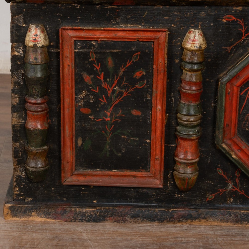 Original Painted Hungarian Flat-Top Trunk, Dated 1890