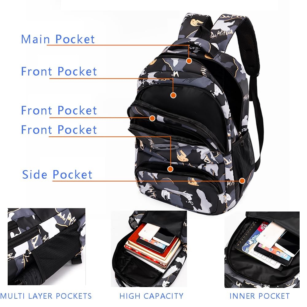 Backpack for Boys Student Camouflage Backpack Kids School backpack Large Capa...