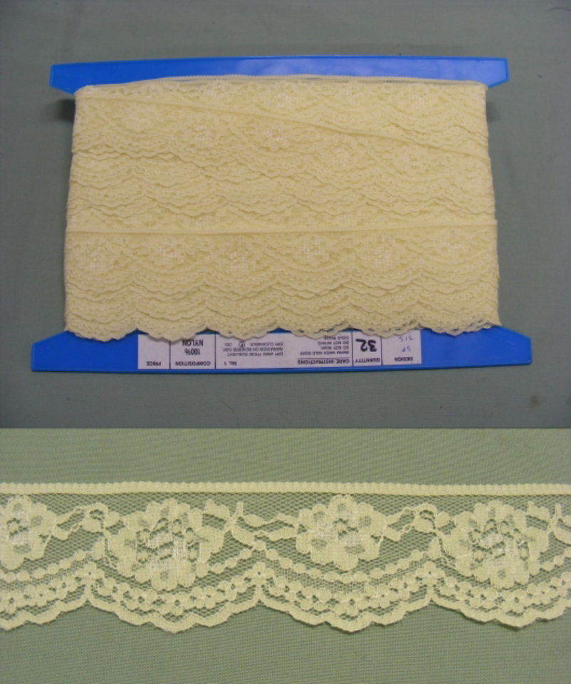 Flat Lace Lemon (215)  - 33 metres