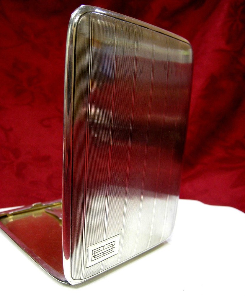ANTIQUE STERLING SILVER WILLIAM B KERR CIGARETTE CASE 4680 BOX ACB MONOGRAM