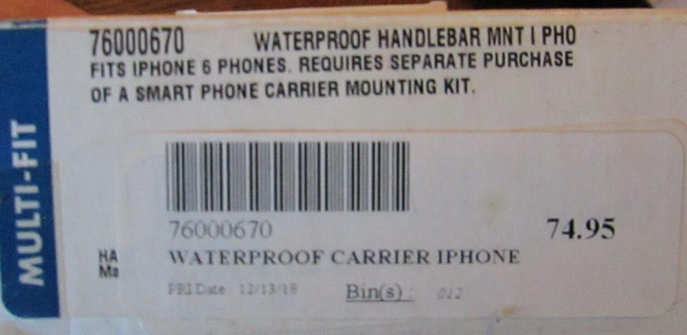 Harley-Davidson Water Resistant Handlebar Mount Phone Carrier iPhone 6 76000670