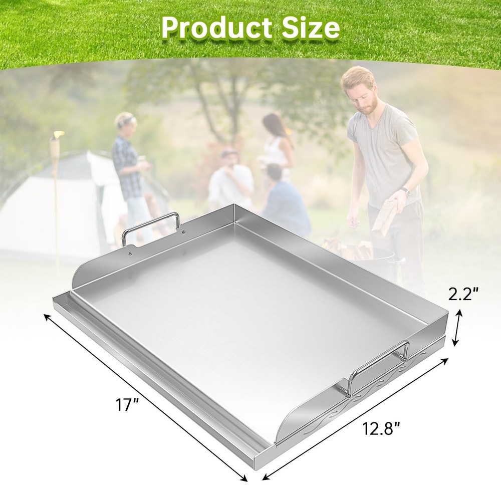 Universal Stainless Steel Griddle Flat Top Plate with Even Heating Bracing fo...