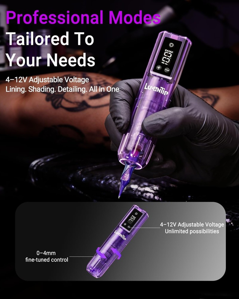 Wireless Tattoo Kit Complete for Beginners Pen Machine with Power Supply Needles