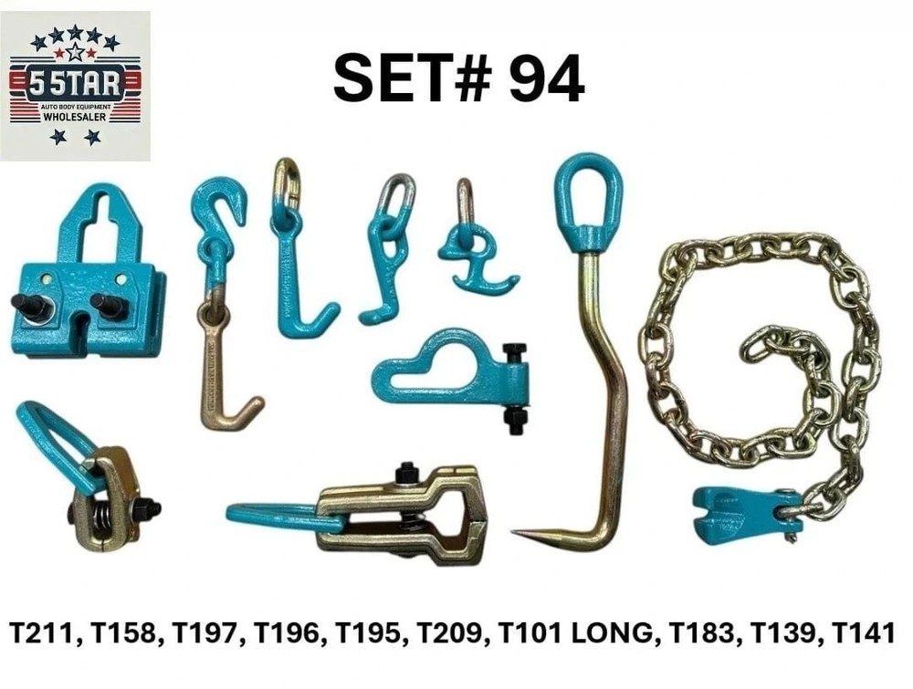 SET#94 -10 Pieces HEAVY DUTY AUTO BODY FRAME MACHINE PULLING TOOLS & CLAMPS