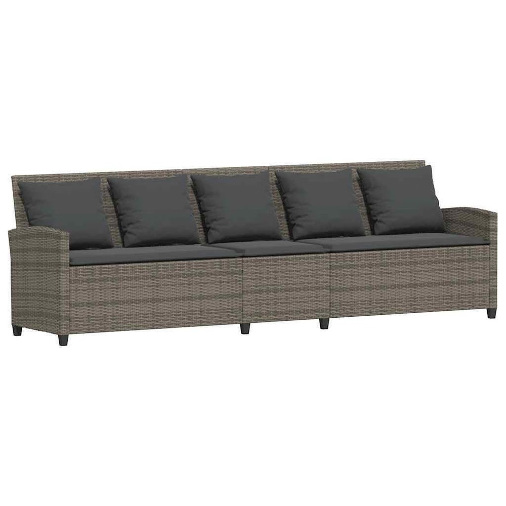 Garden Sofa Grey Poly Rattan 5-seater Removable Covers
