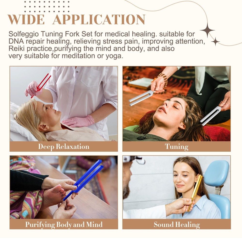 Fiada Tuning Fork Set Chakra Tuning Fork Multiple Hz Tuning Forks for Healing...