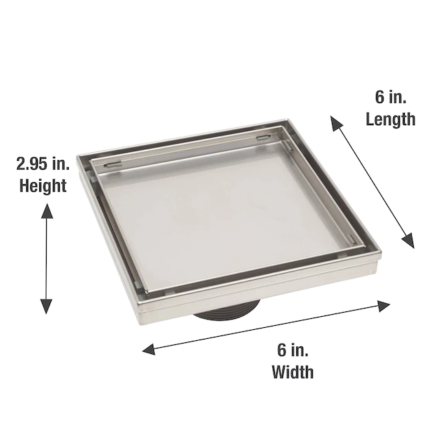 B&K Tile insert 2-in Brushed Nickel 6" Square Stainless Steel Tile Insert Drain