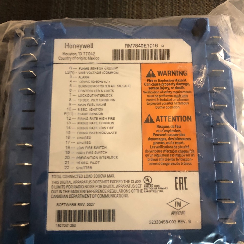 Honeywell RM7840E1016 Burner Control NEW!