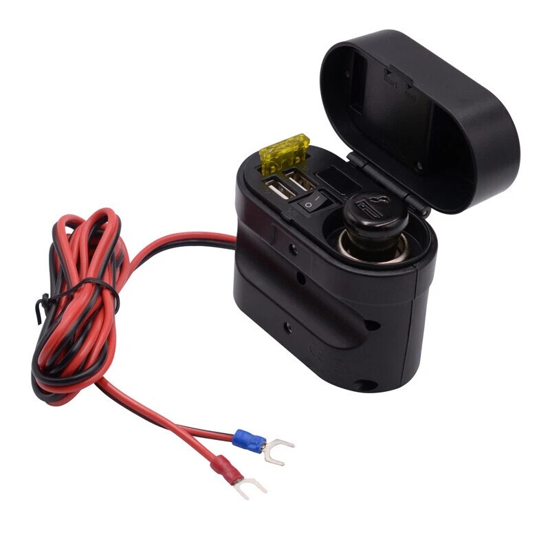 Motorcycle Waterproof 12V Cigarette Lighter Socket Phone GPS USB Power Charger