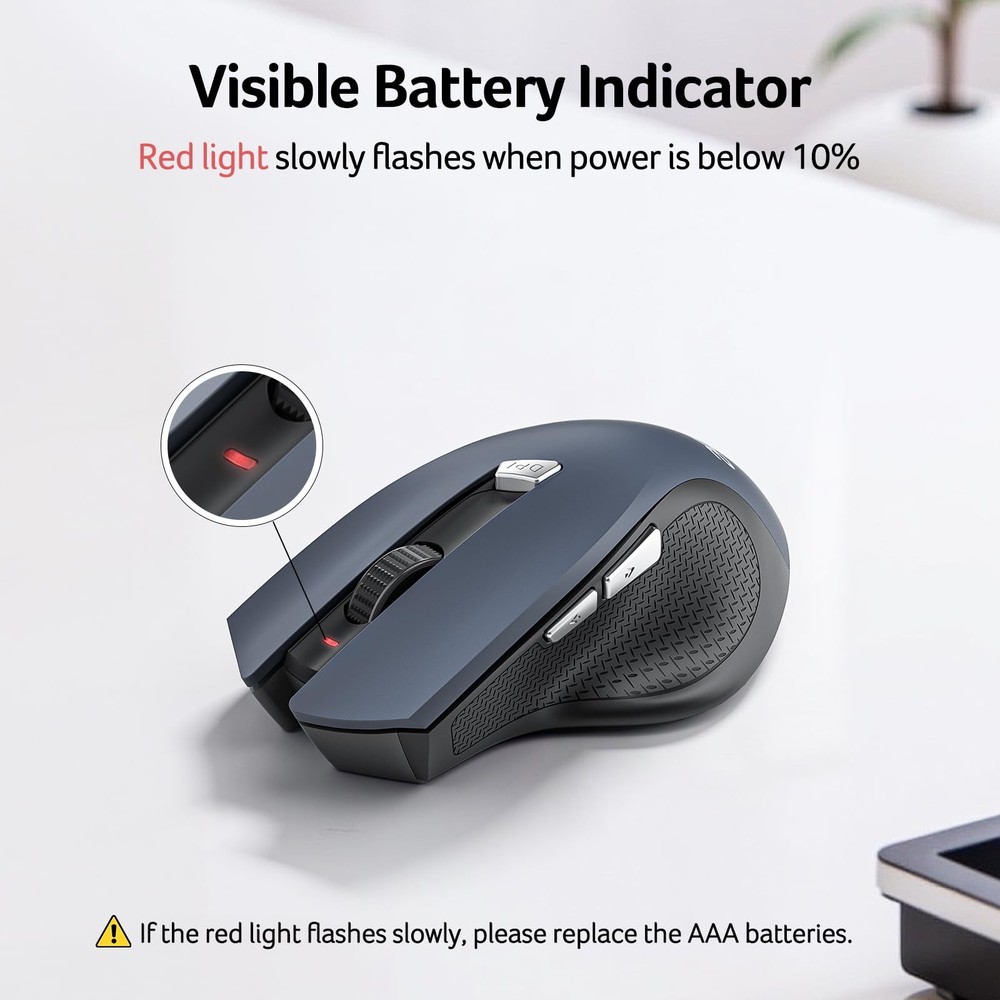 Wireless Mouse for Laptop, 2.4GHz Computer Mouse 3 Adjustable DPI Office Cord...