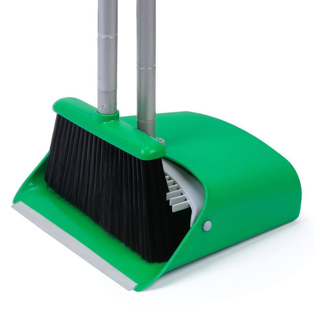 Green Upright Broom and Dustpan Set