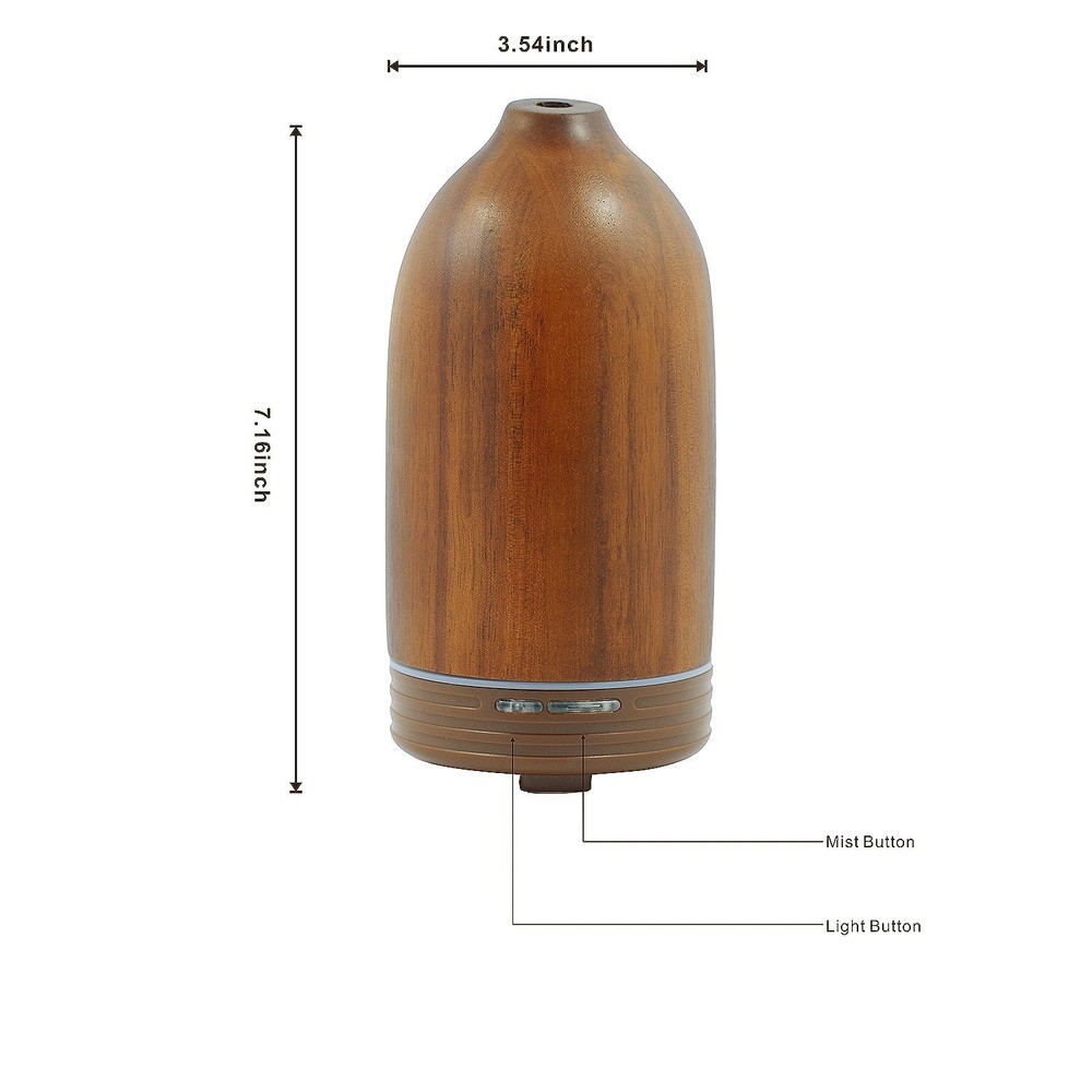 Real Wood Essential Oil Diffuser Ultrasonic Aromatherapy Diffuser with LED Light