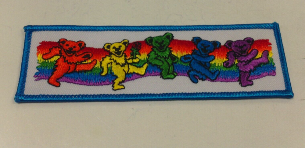 GRATEFUL DEAD RAINBOW DANCING JERRY BEARS EMBROIDERED PATCH 4.25" X 1.5"