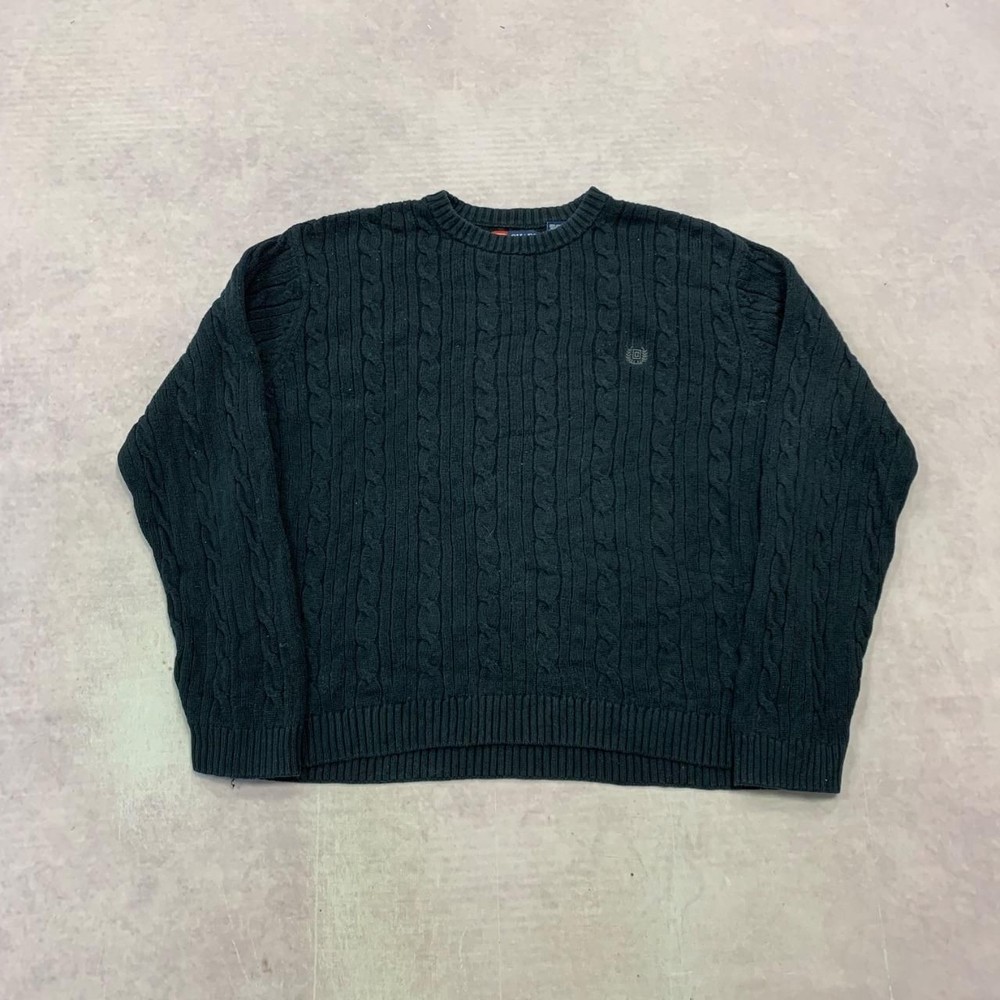 Vintage Chaps Knitted Jumper cable knit patterned pullover chunky sweater with