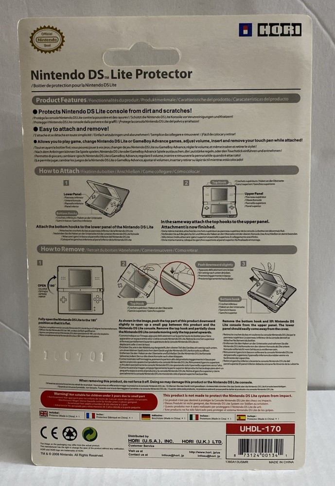 HORI Nintendo DS Lite Case Protector Super Mario Version Luigi Peach Toad