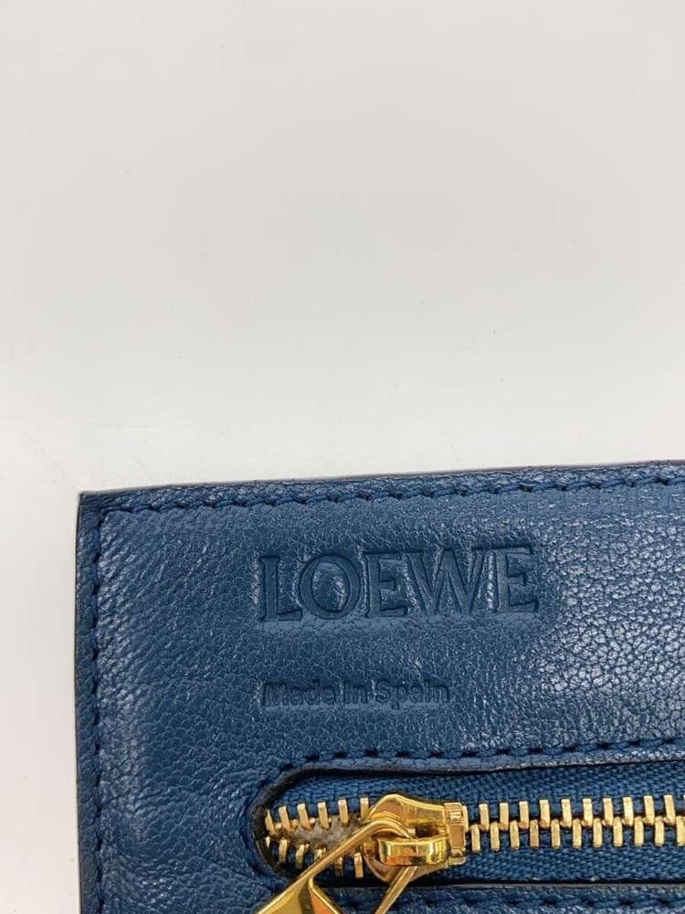 LOEWE shoulder bag leather Navy plain Used