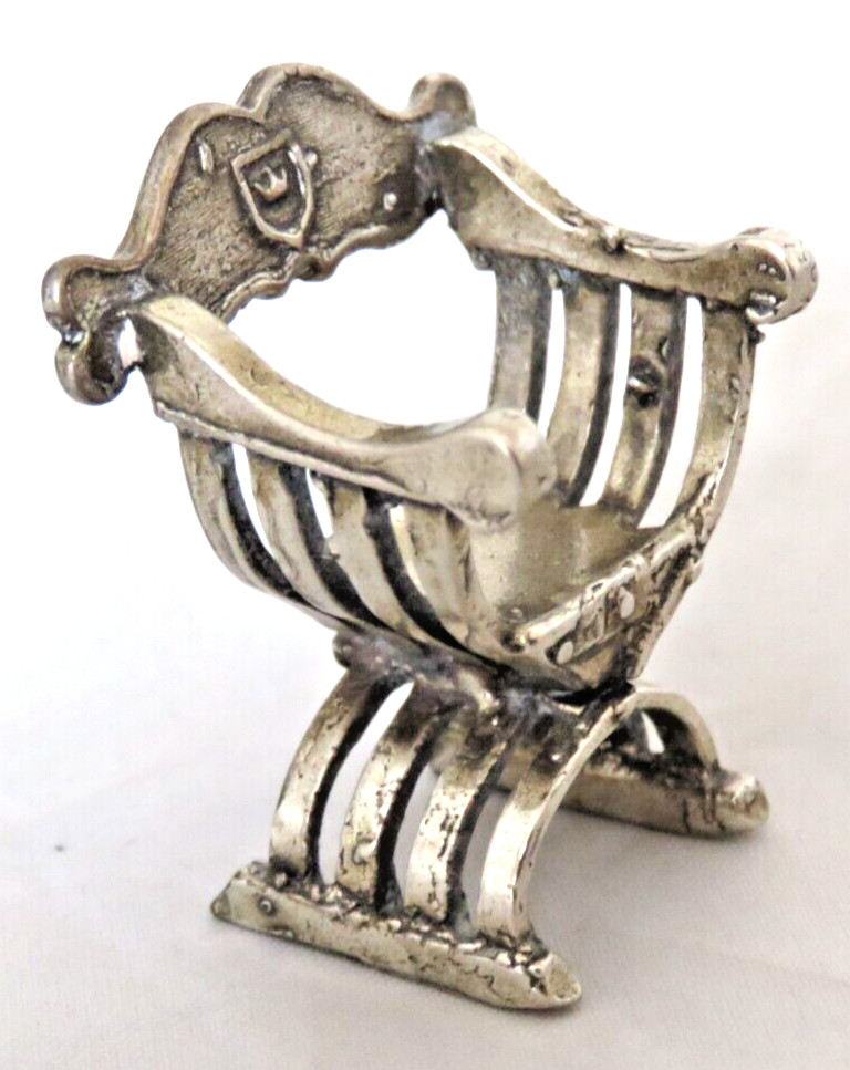 Ideal gift. ANTIQUE DUTCH MINIATURE SOLID SILVER CHAIR . Free postage .