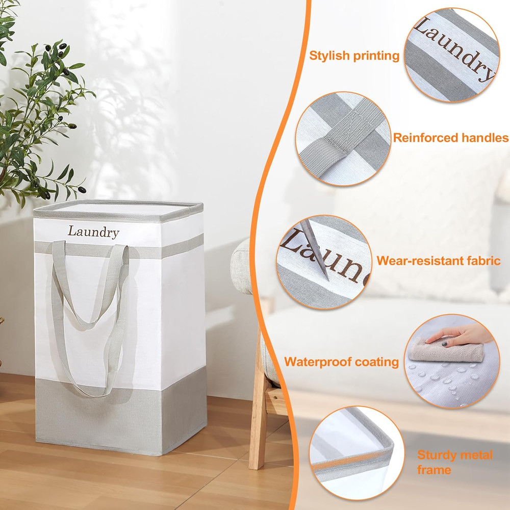 Laundry Basket 78L, 2Pack Laundry Hamper with Easy Carry Handles, Collapsible La